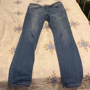 These are mid waist skinny jeans light blue